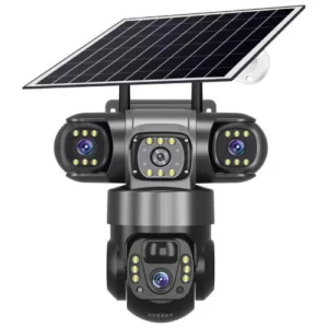 4G Triple Lens Solar CCTV Camera 360 Degrees 12MP Full HD