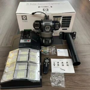 Solar Light V380 PRO triple Lens AI Solar Camera with Lighting 2 IN 1 4G SIM Card 2 IN 1 CCTV Security Solar Street Light